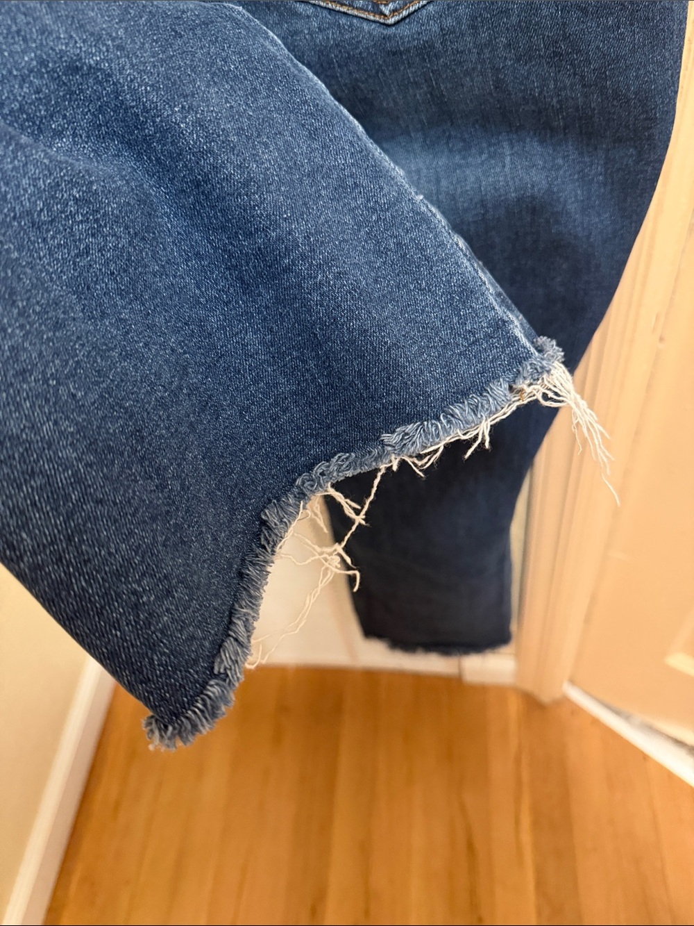 Universal Standard Dark Blue Bootcut Jeans with Raw Hem - Picture 6 of 6